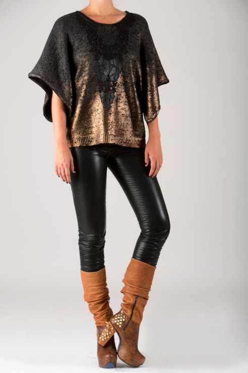 Camisola de malha com mangas de morcego