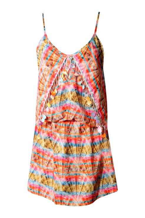 Strapless dress with pendants