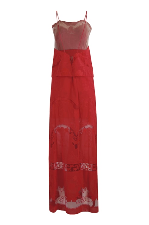 Vestido comprido com bordado