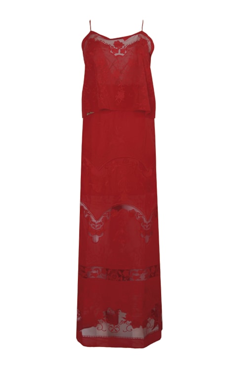 Vestido comprido com bordado