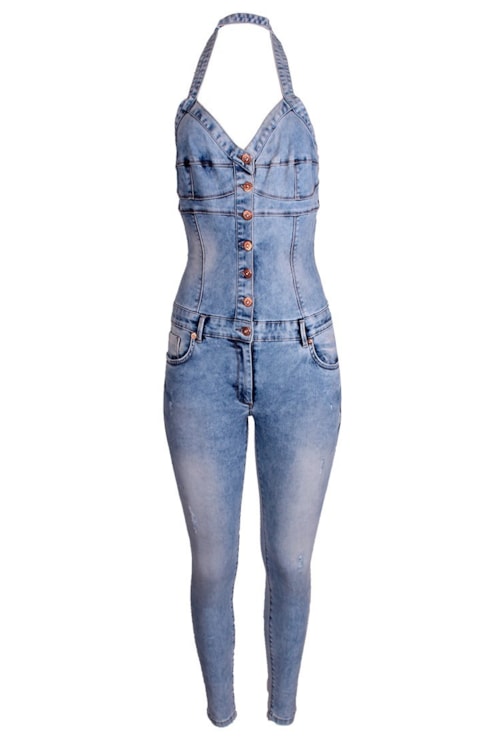Corset Style Denim Jumpsuit