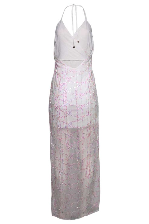 Vestido Cruzado Com Costas Abertas E Lantejoulas