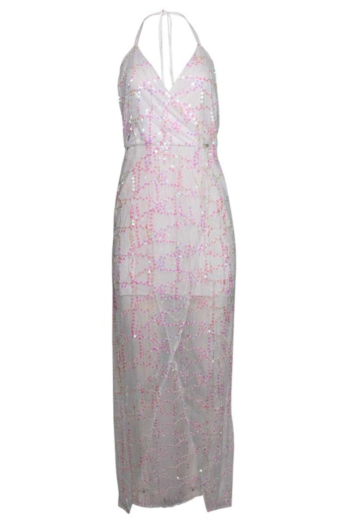 Vestido Cruzado Com Costas Abertas E Lantejoulas