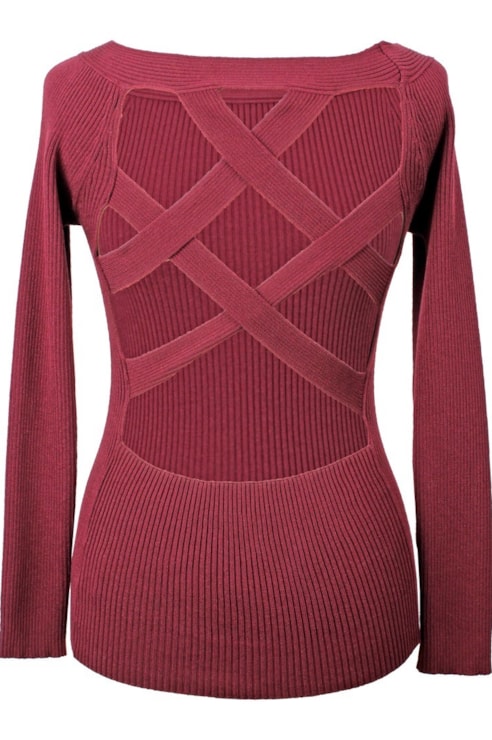 Camisola de malha costas abertas