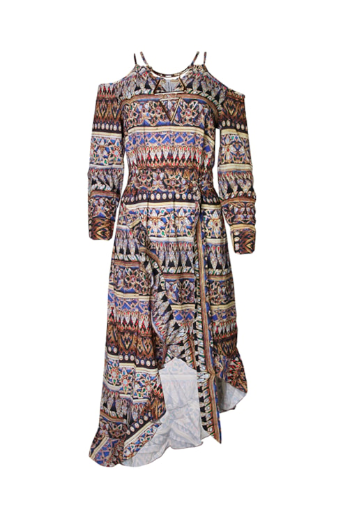 Vestido Cruzado Assimétrico Com Cinto