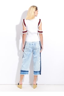 Straight pants with contrasting stripes