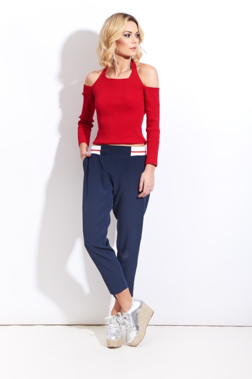 Camisola de tricot com laço nas costas