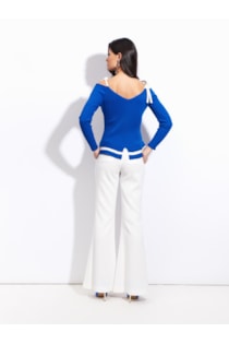 Camisola de tricot com alças em contraste