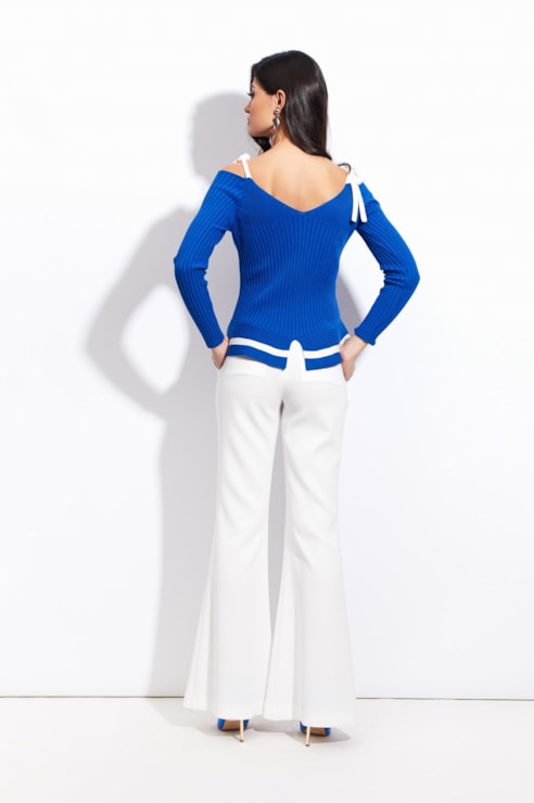 Camisola de tricot com alças em contraste