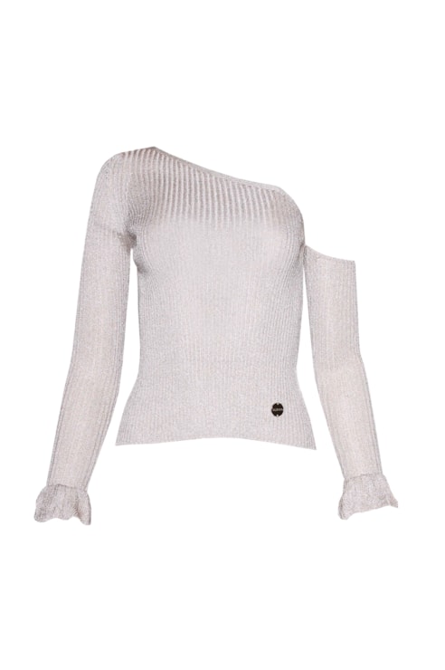 Asymmetrical shirt with shiny threads