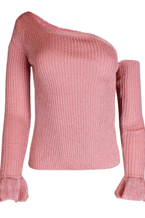 Asymmetrical shirt with shiny threads