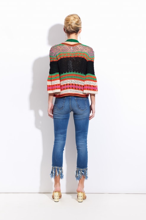 Casaco cropped de tricot