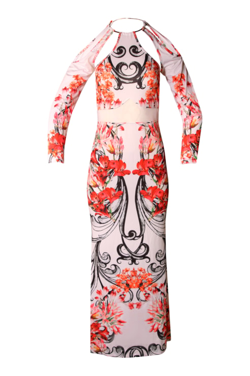 Vestido estampado com cut out