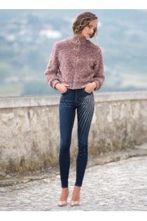 Calças skinny com pedrarias