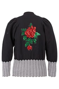 Casaco de tricot com bordado