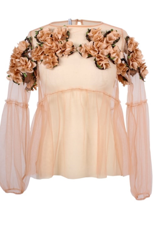 Shirt with flower applique
