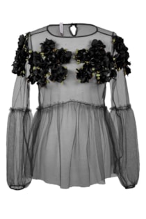 Camisola com aplicação de flores