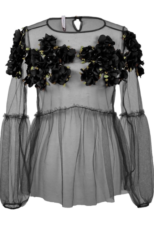 Shirt with flower applique