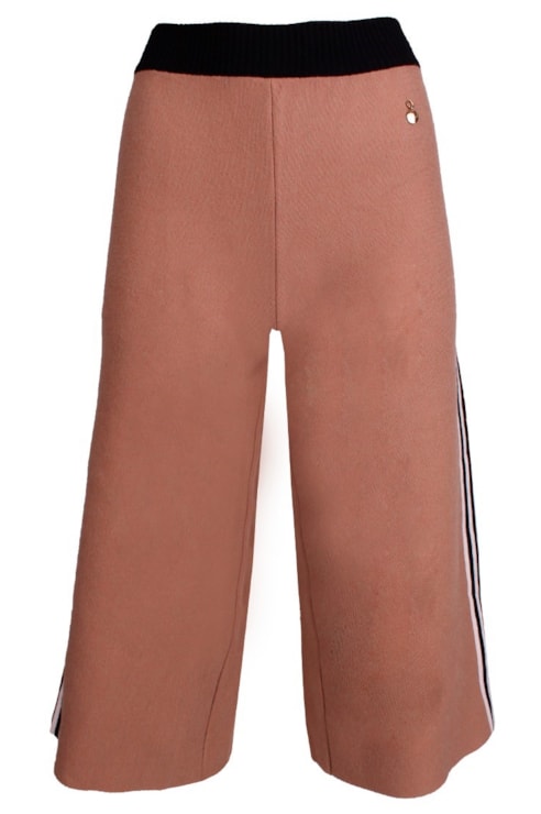 Calças de tricot com faixa lateral