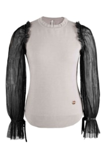 Camisola manga com pregas