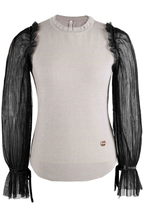 Camisola manga com pregas