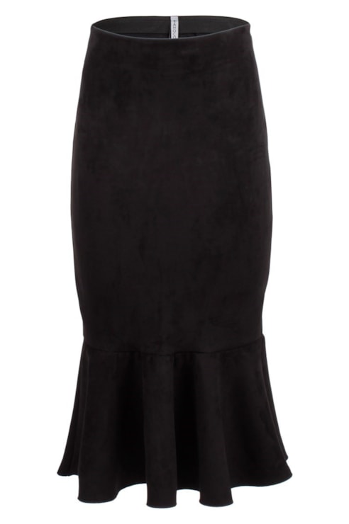 Skirt with suede effect and frills