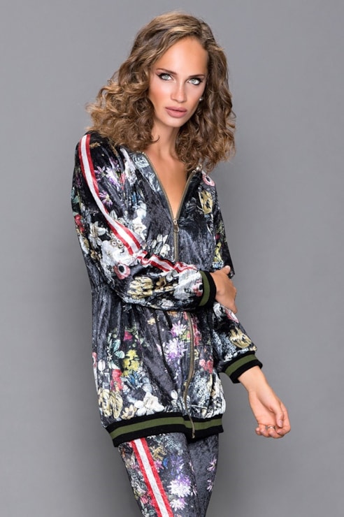 Long printed bomber