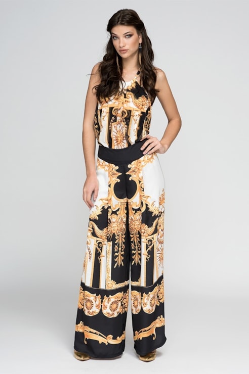 Calças largas com estampado