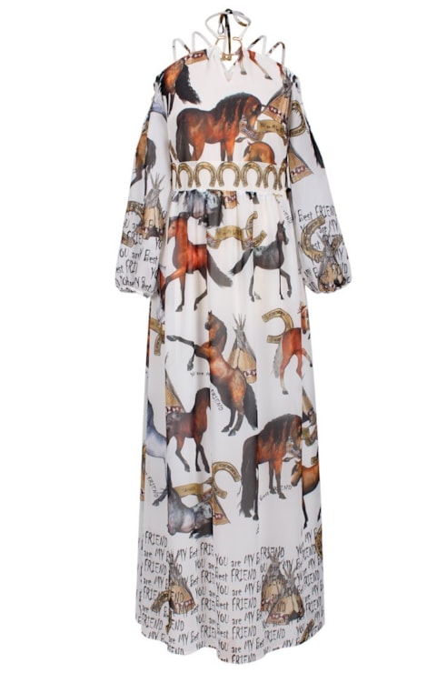 Vestido comprido com estampado