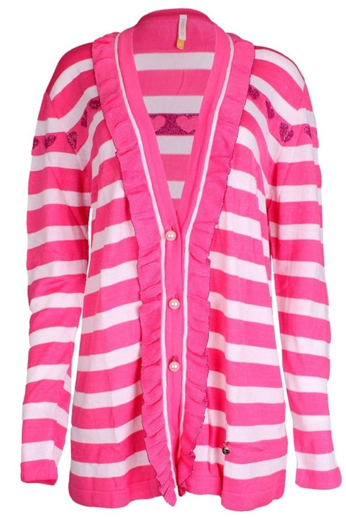 Casaco de tricot com folhos