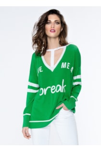 Camisola de tricot decote em bico