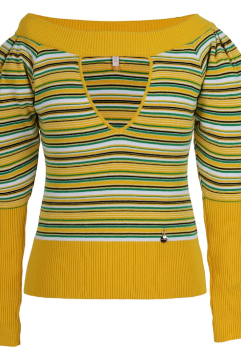 Camisola de tricot com abertura