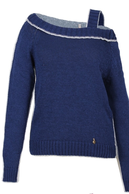 Tricot shirt with uncovered shoulders