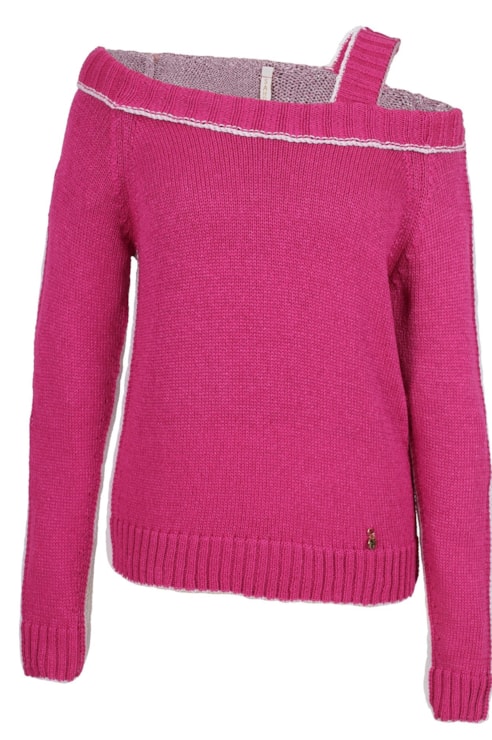 Tricot shirt with uncovered shoulders
