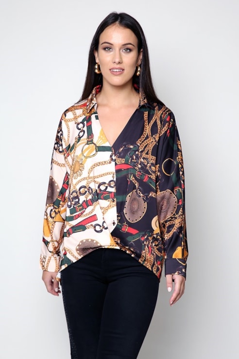 Blusa assimétrica estampada