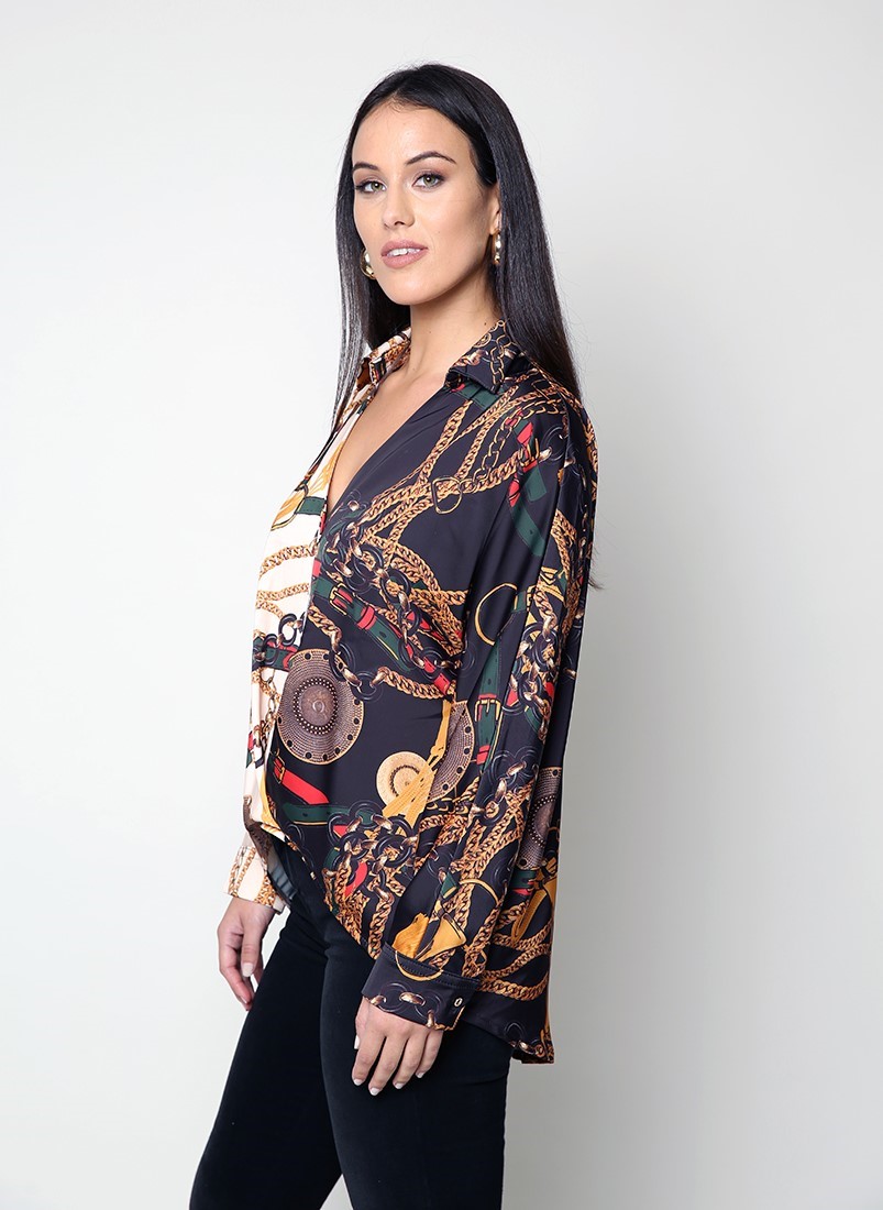 Blusa assimétrica estampada