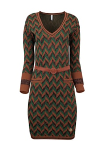 Vestido decote em bico com cinto
