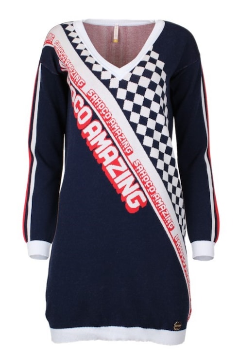 Vestido tricot decote em bico