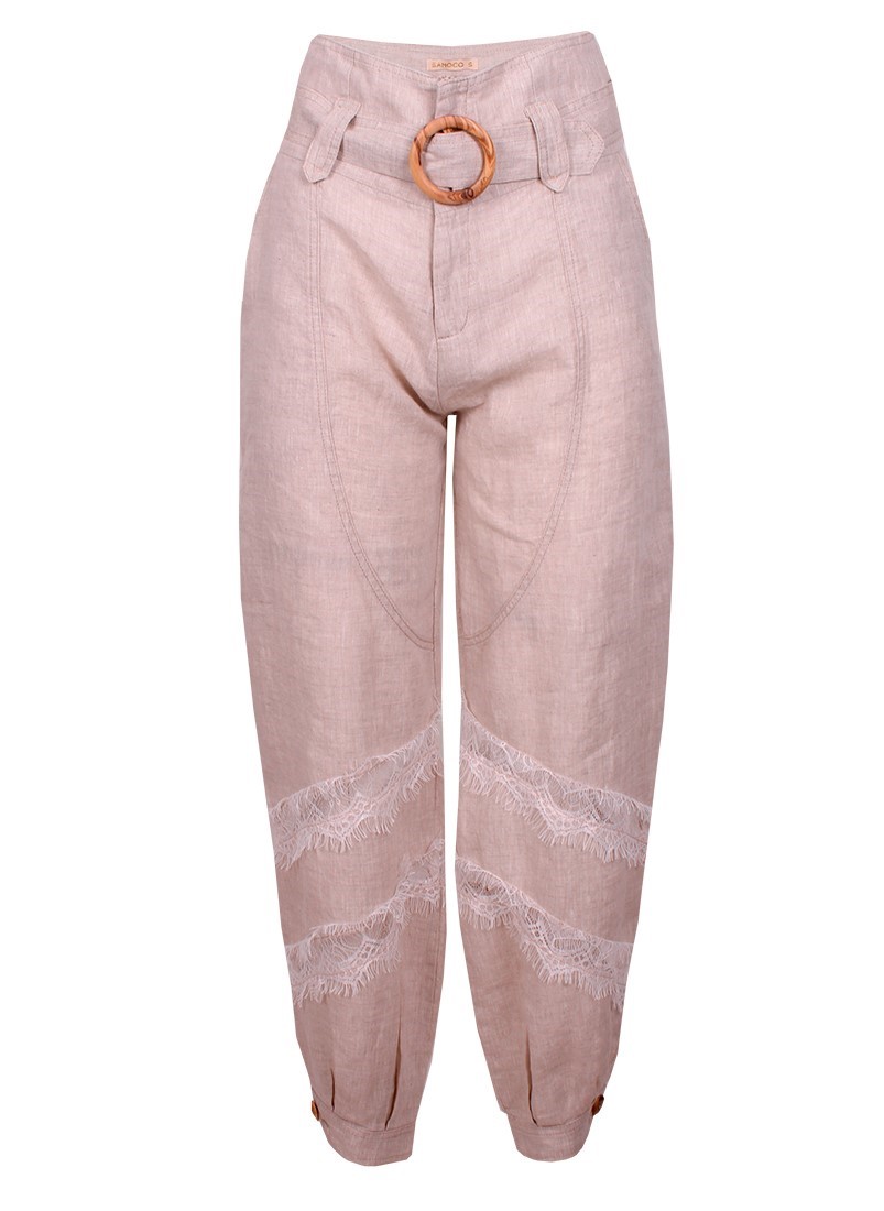 Combined linen pants