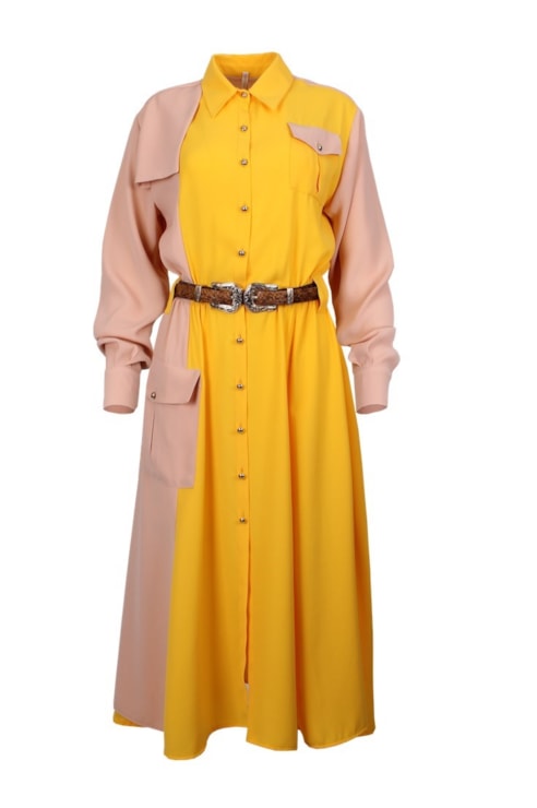 Vestido midi com cinto