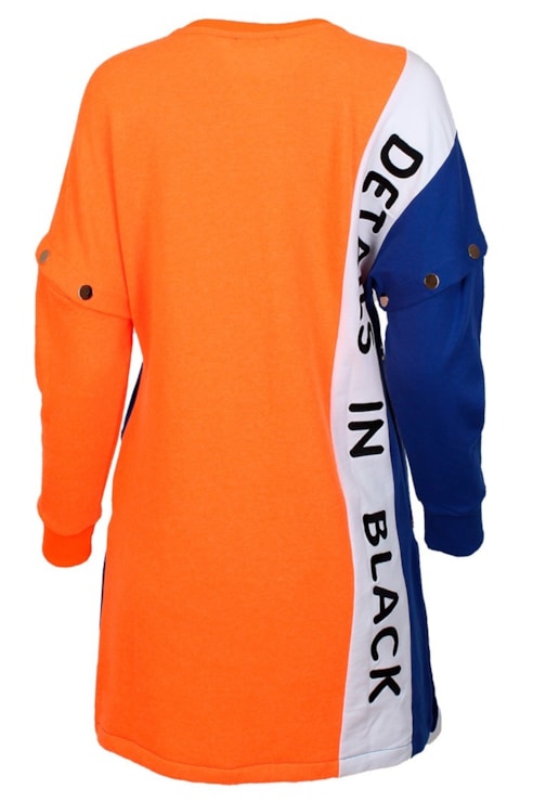 Vestido color block manga removível