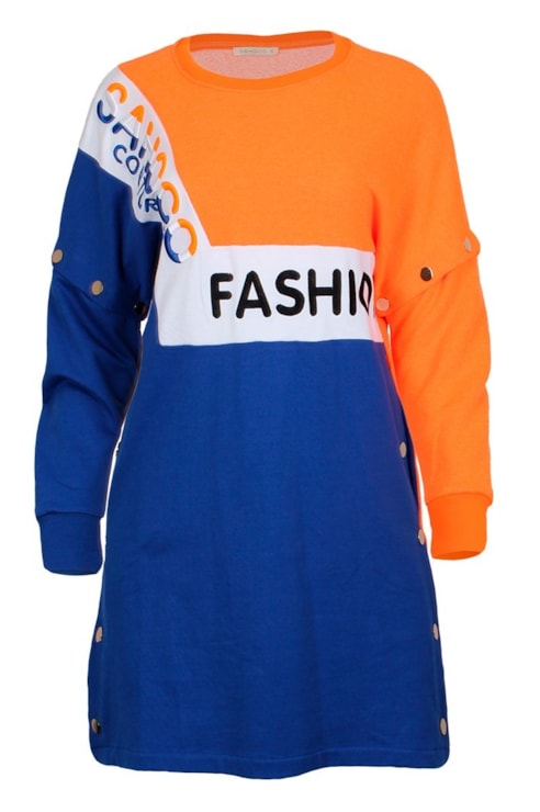 Vestido color block manga removível