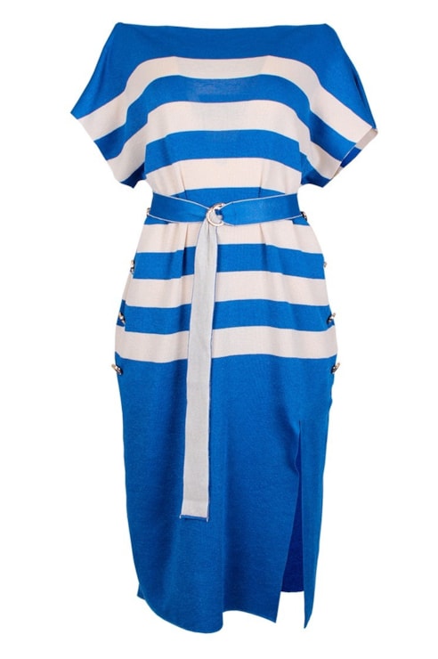 Vestido de tricot às riscas