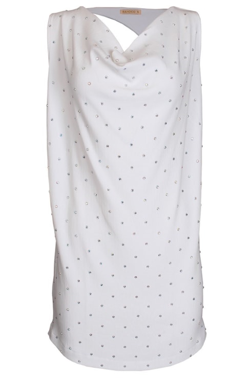 Vestido canelado com brilho