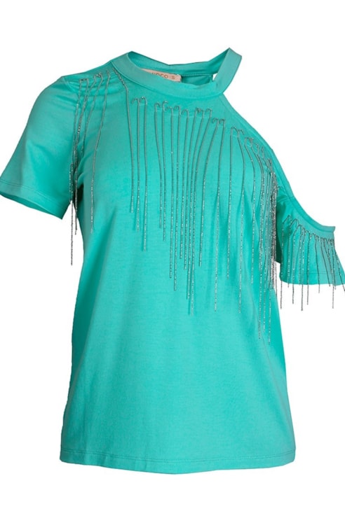 T-shirt com franjas