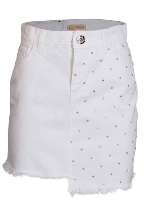 Saia denim desfiada