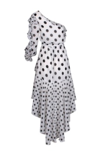 Vestido assimétrico com folhos