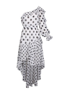 Vestido assimétrico com folhos