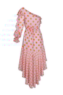 Vestido assimétrico com folhos