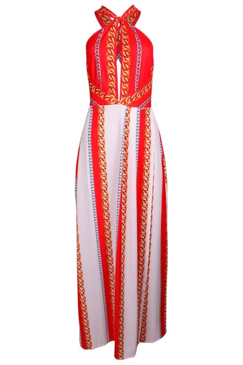 Vestido gola halter com nó